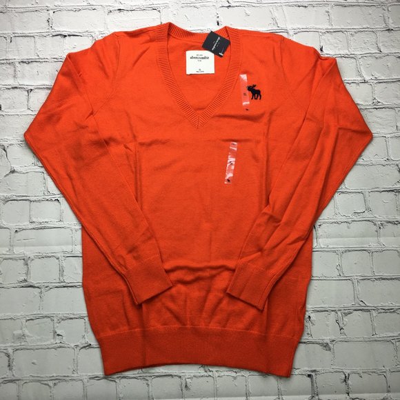 ABERCROMBIE FITCH Girls XL V-Neck Orange Sweater - Picture 2 of 8